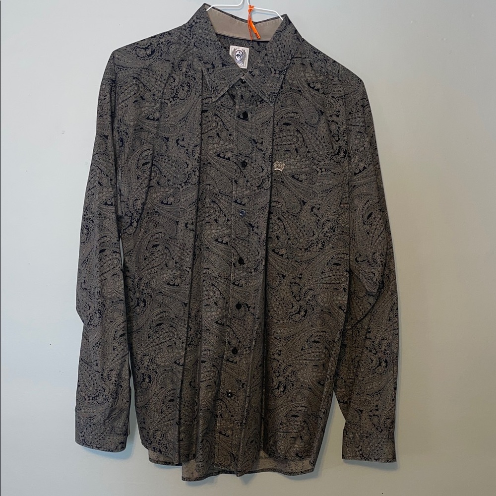 Cinch Black and Tan Paisley Dress Shirt